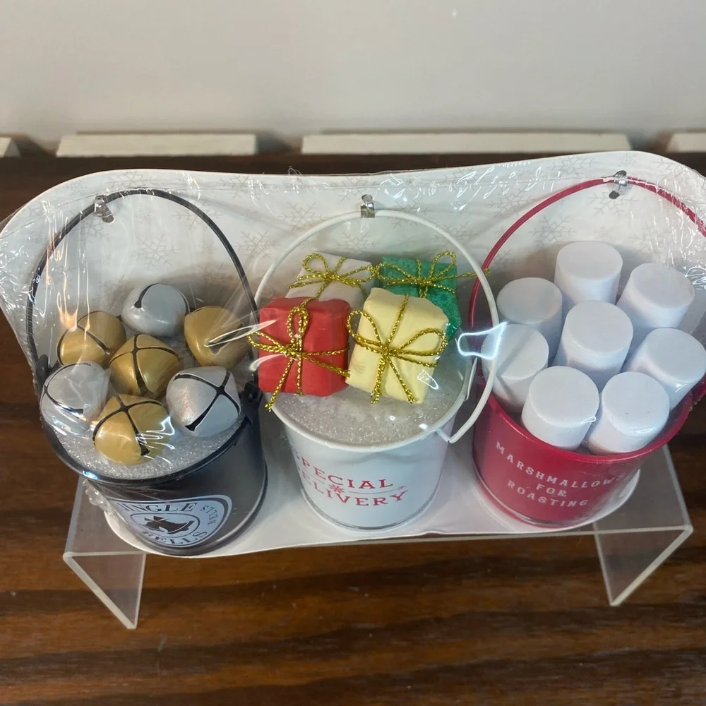 Target Bullseye Christmas 3 Buckets Ornaments